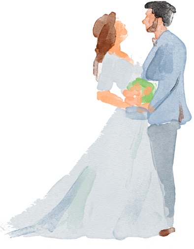 Watercolor wedding couple